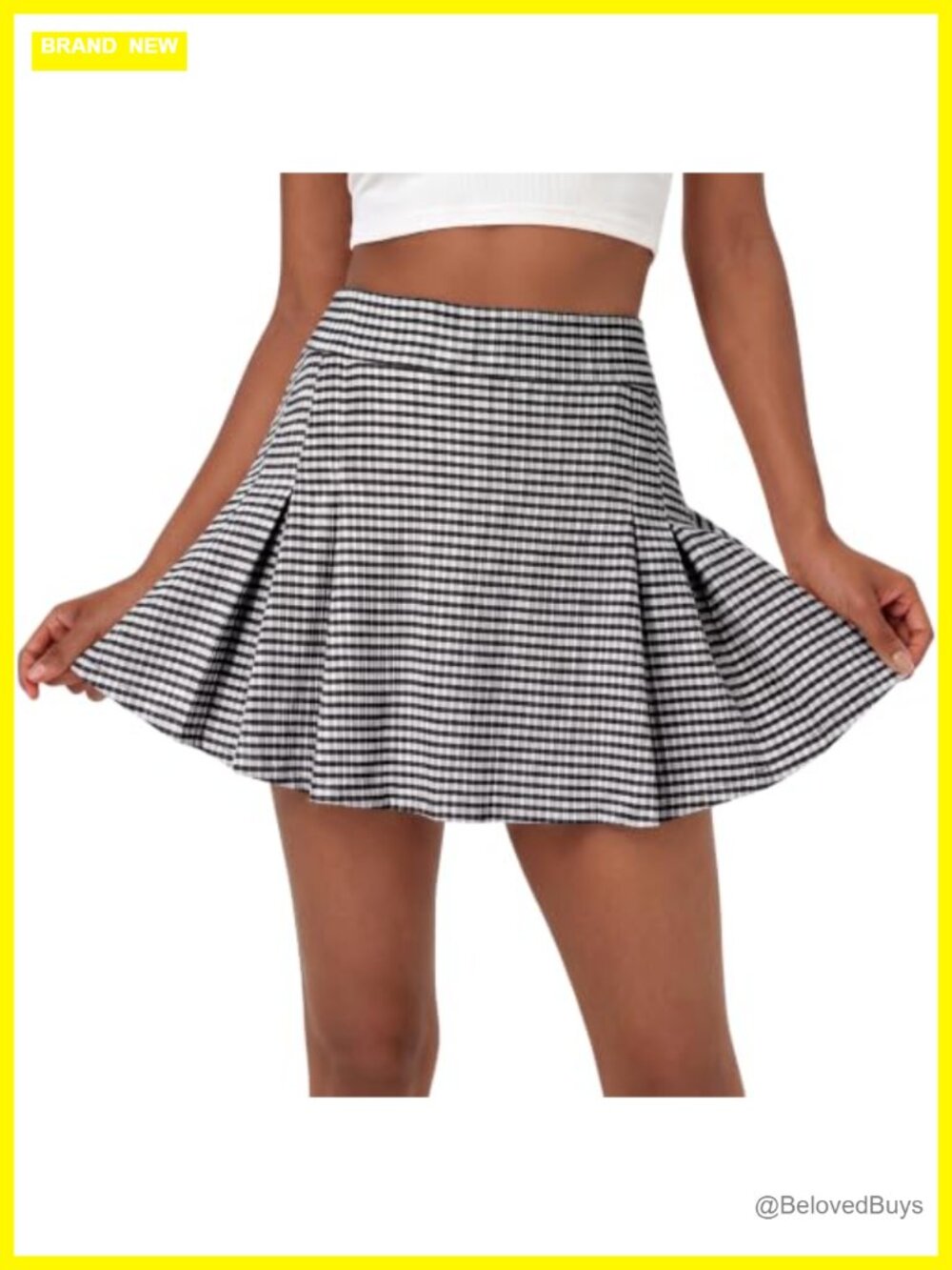 High Waisted Pleated Mini Skort with Built-in Shorts for Tennis